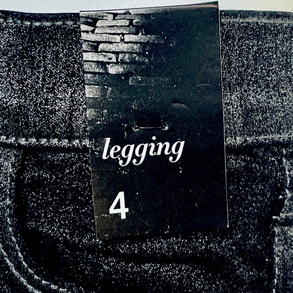 New York & Co SoHo Jeans Legging Jeggings Size 4 Silver Metallic Black Stretch - Picture 9 of 13